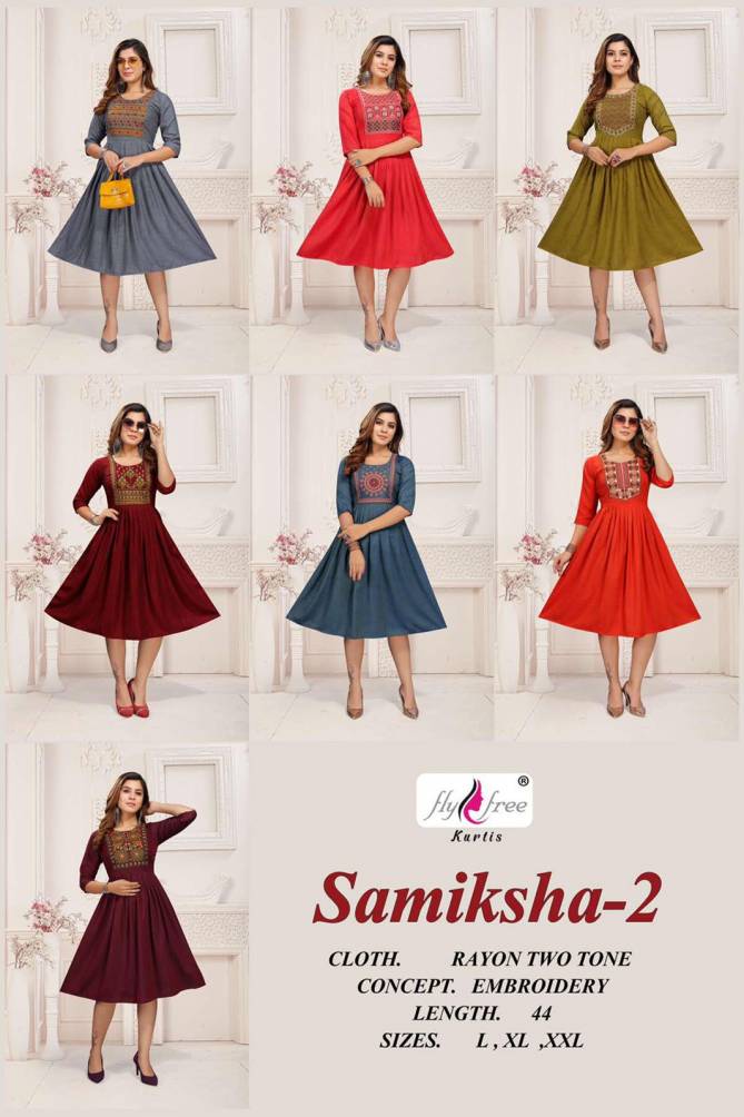 Fly Free Samiksha 2 Latest Ethnic Wear Rayon Printed Anarkali Kurti Collection